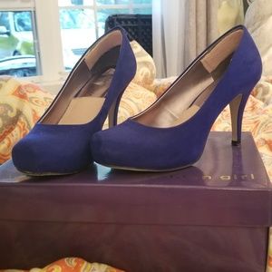 Royal Blue Faux Suede Heels